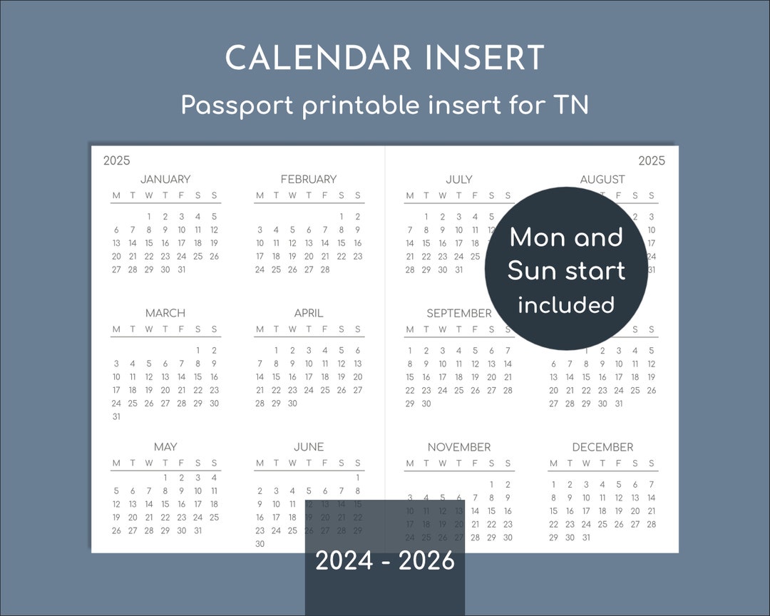 Small Calendar 20242026 Printable Planner Insert for Etsy