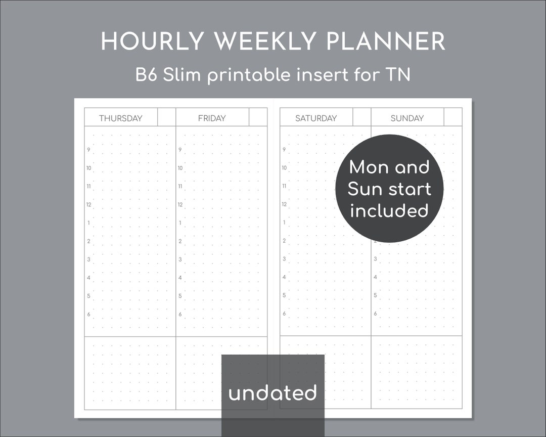 Dateless Weekly Planner Pages With 5mm Dot Grid, B6 Slim Printable ...