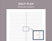 15 minute daily timetable, undated planner printable pdf with square grid