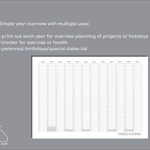 Perpetual Calendar, Any Year Calendar Printable, Yearly Overview ...