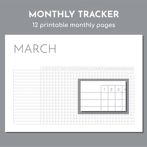 Habit Tracker printable pdf, monthly mood or goal tracker template