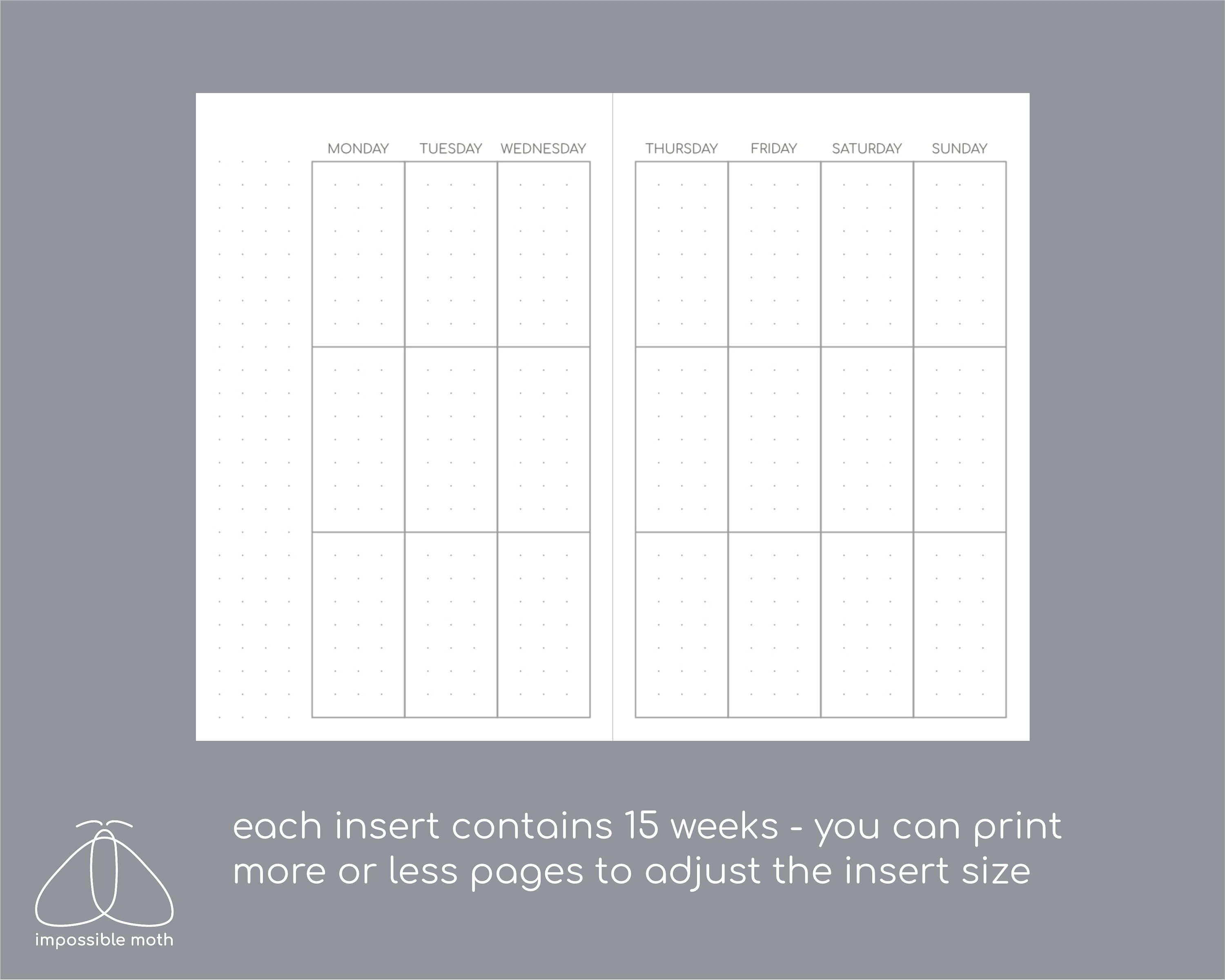 Weekly Undated Planner, Printable Pocket Size Inserts for Travelers ...
