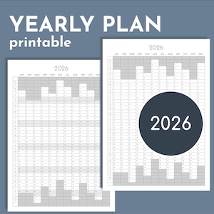 2026 yearly planner printable, portrait year overview, print at A4 up to A0