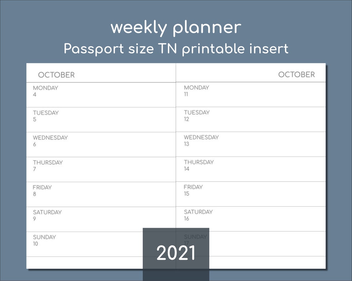 Small Weekly Planner 2021 Passport Size Printable Travelers Etsy Small weekly planner 2021 passport size printable travelers etsy