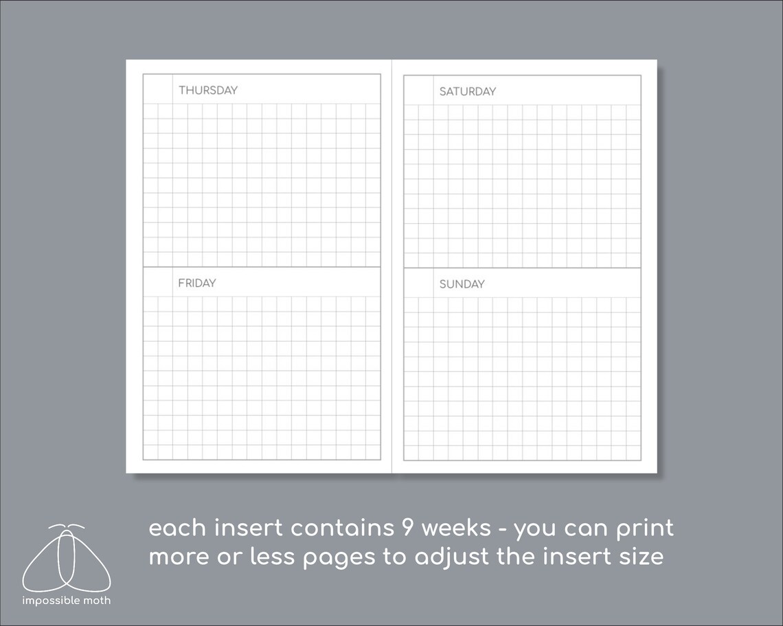 Undated Small Weekly Planner, Printable Pocket Size Inserts for TN ...