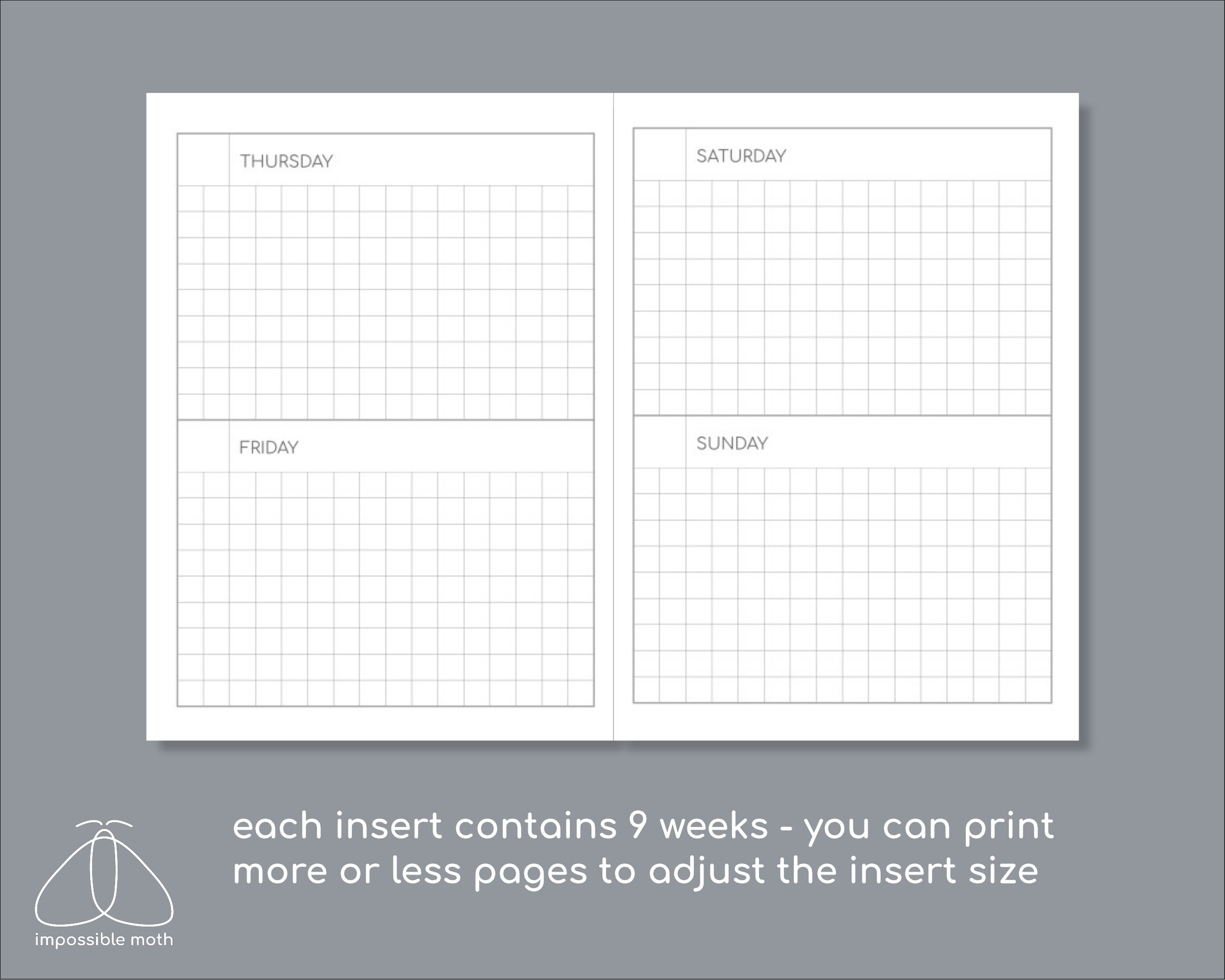 Undated Small Weekly Planner Pages Passport Inserts Printable - Etsy