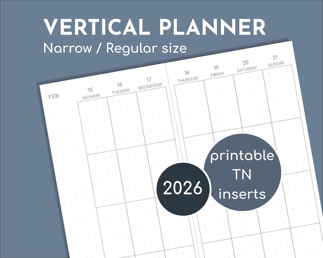 Vertical 2026 Weekly Planner Pages, Printable Standard / Regular ...