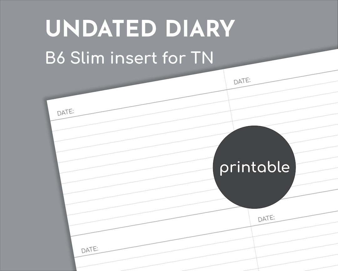 Undated Daily Planner, Printable B6 Slim Insert for TN - Etsy UK
