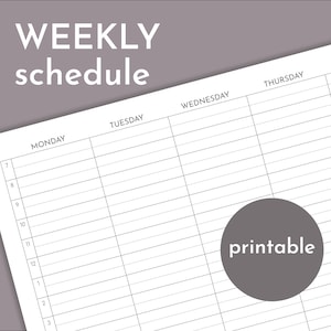 Programma orario settimanale di 30 minuti, pianificatore senza data pdf stampabile, versioni A4 e Letter incluse