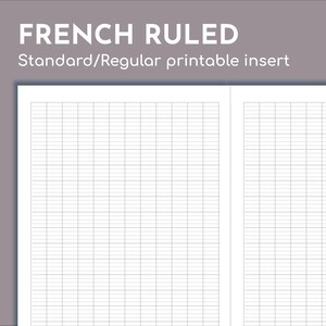Seyes/French ruled printable notebook insert for TN refill, Regular/Standard/Narrow size