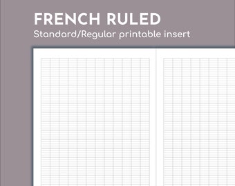 Seyes/French ruled printable notebook insert for TN refill, Regular/Standard/Narrow size