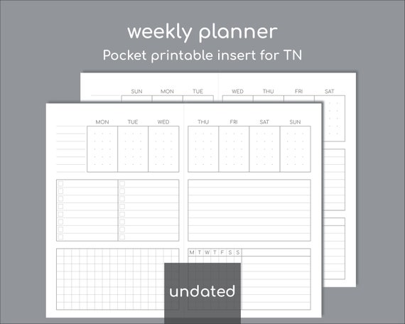 Vertical Planner Pocket Size Inserts Undated Printable Small - Etsy