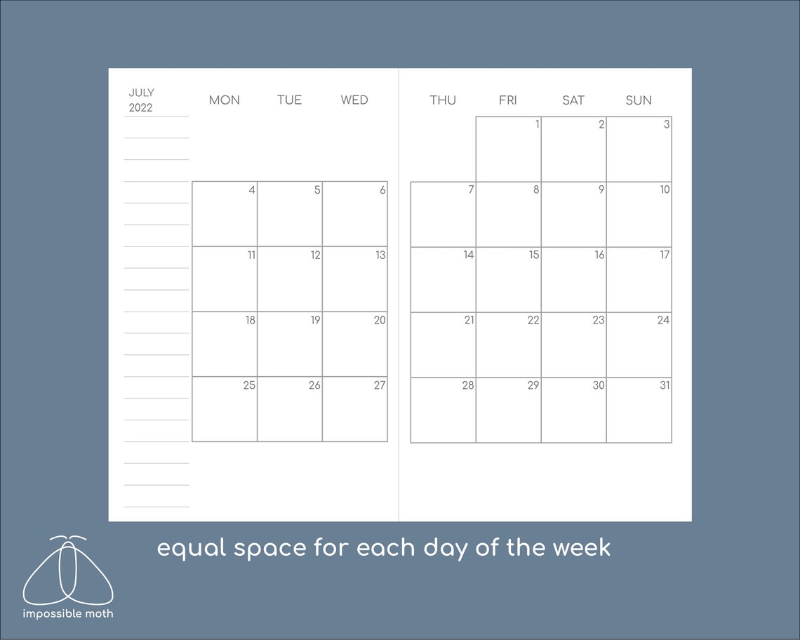 Monthly Pocket Calendar 2024 Printable Travelers Insert, 3.5x5.5in