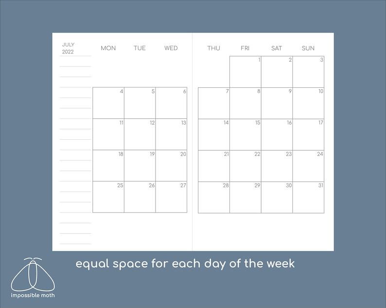 Monthly Pocket Calendar 2024 Printable Travelers Insert, 3.5x5.5in