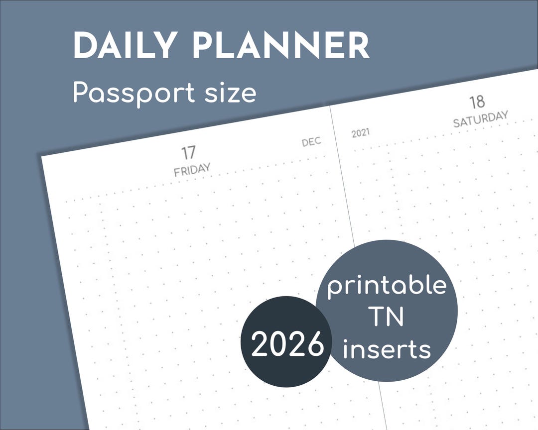 Small Daily Diary 2026, Passport Size Printable Travelers Inserts, 5mm ...