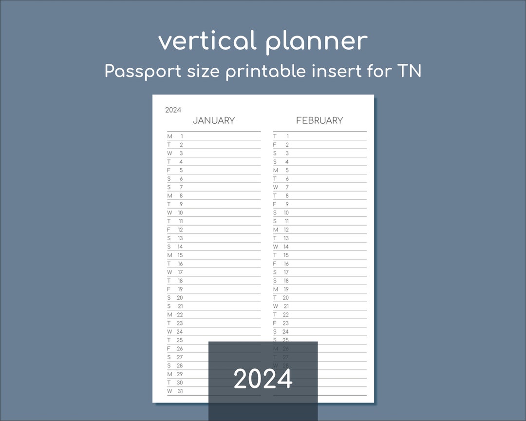 Month Overview 2024, Passport Size Printable Planner Travelers Insert ...