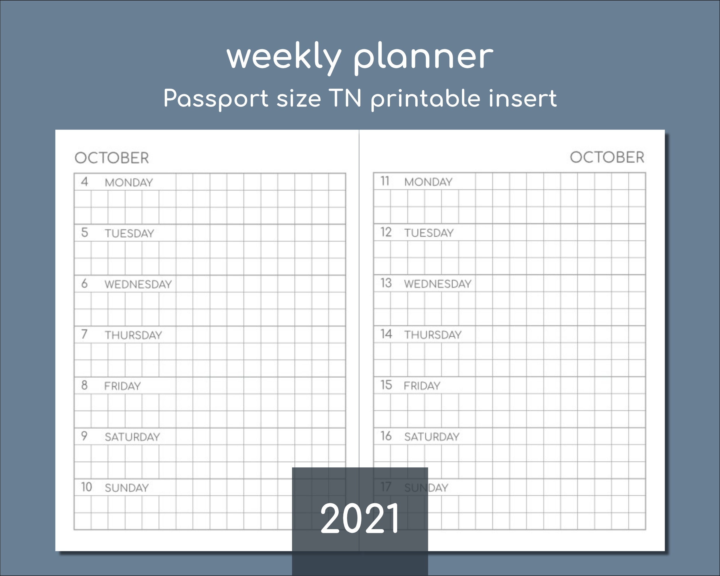 Small Weekly Planner 2021 Passport Size Printable Travelers Etsy Small weekly planner 2021 passport size printable travelers etsy