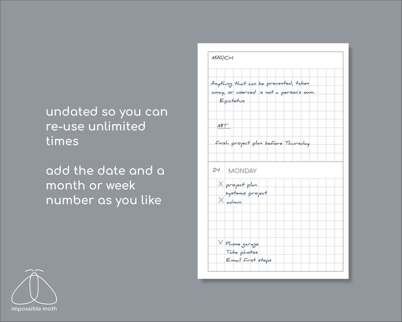 Undated Small Weekly Planner, Printable Pocket Size Inserts for TN ...