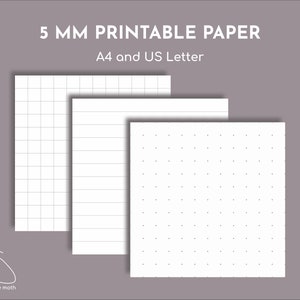 5mm square and dot grid and ruled printable paper - A4 and US letter