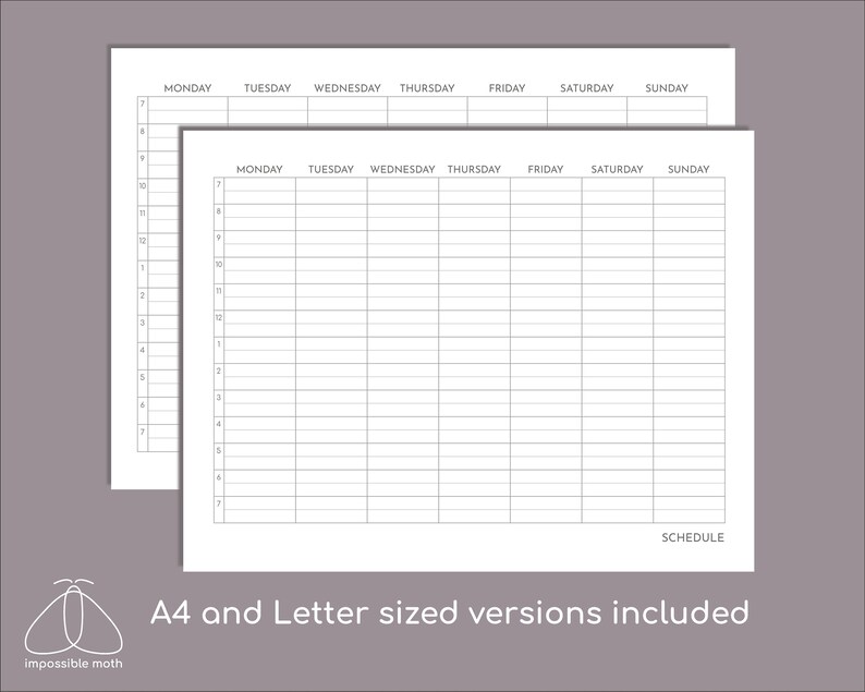 May include: A printable weekly schedule template in black and white. The template is divided into seven columns for each day of the week and 12 rows for each hour of the day. The template includes the words "Monday", "Tuesday", "Wednesday", "Thursday", "Friday", "Saturday", and "Sunday" at the top of each column. The template also includes the word "SCHEDULE" at the bottom of the page.