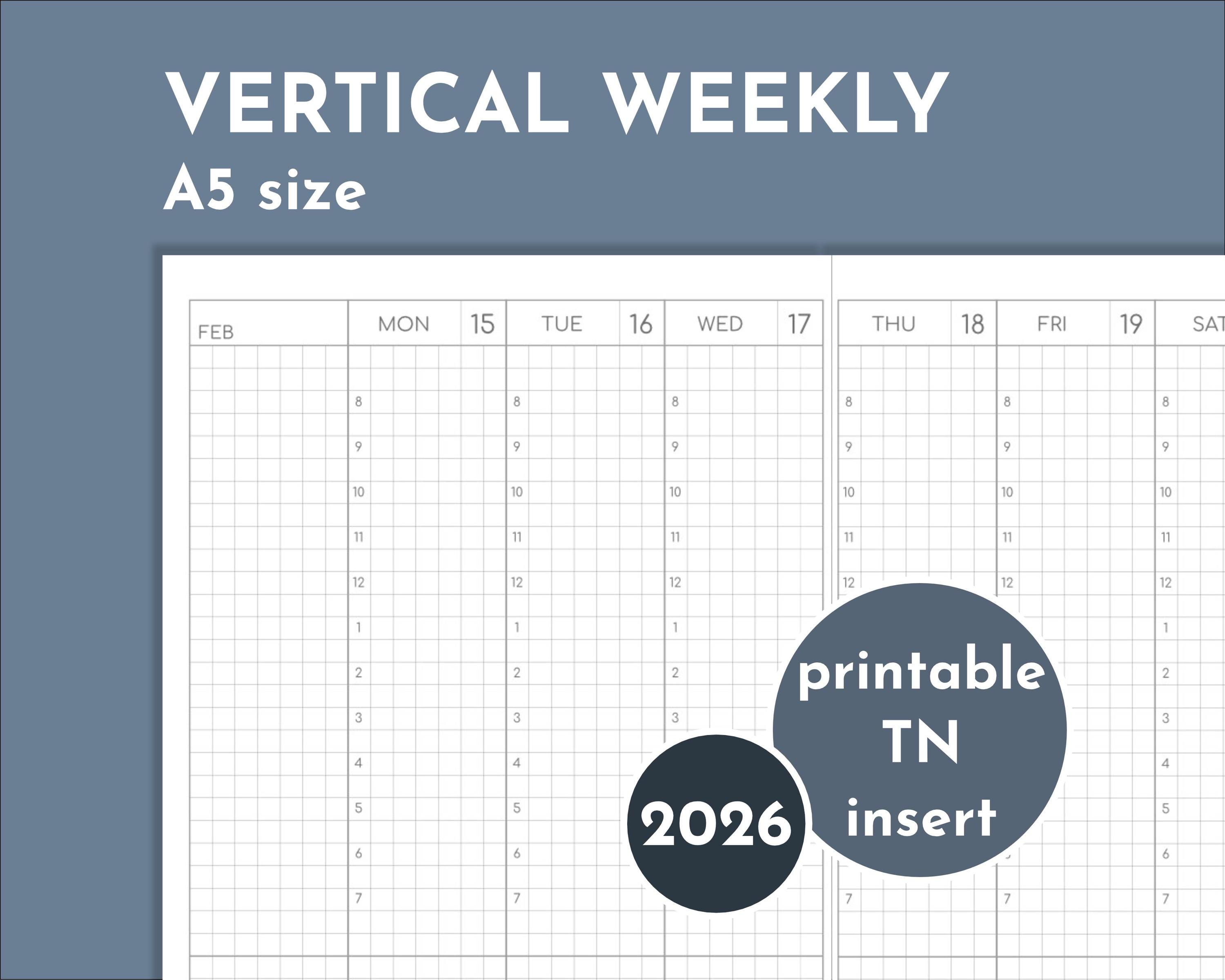 2026 Weekly Hourly Planner, A5 Printable Travelers Inserts - Etsy