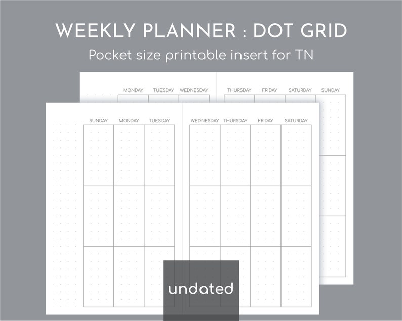 Weekly Undated Planner, Printable Pocket Size Inserts for Travelers ...