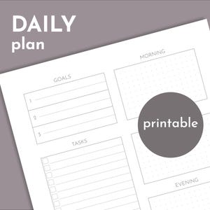 Daily printable plan sheets, A4 and Letter versions included