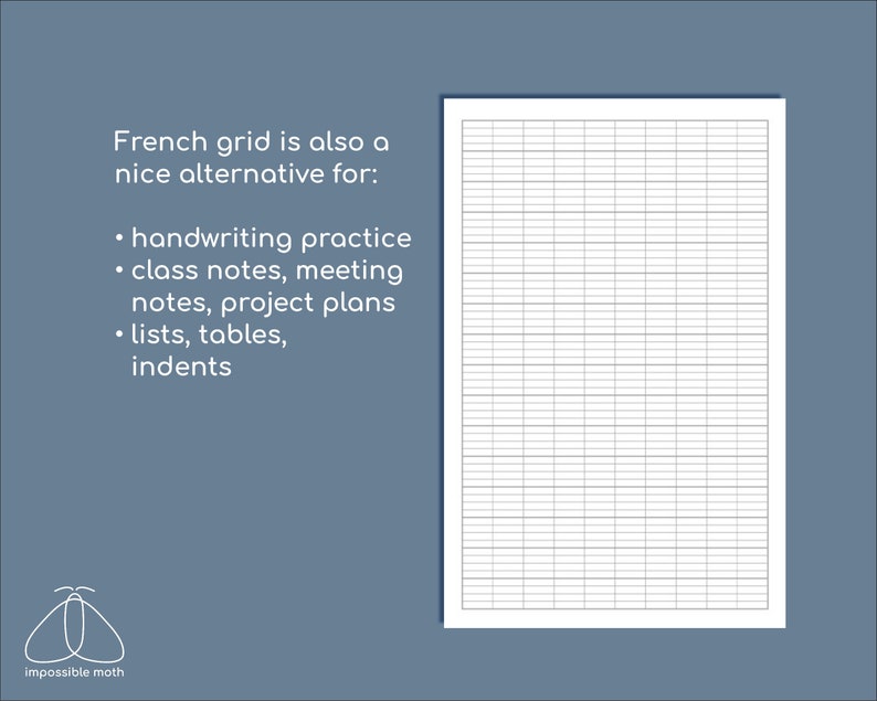 French Grid Field Notes Insert Printable Pocket Seyes Ruled | Etsy