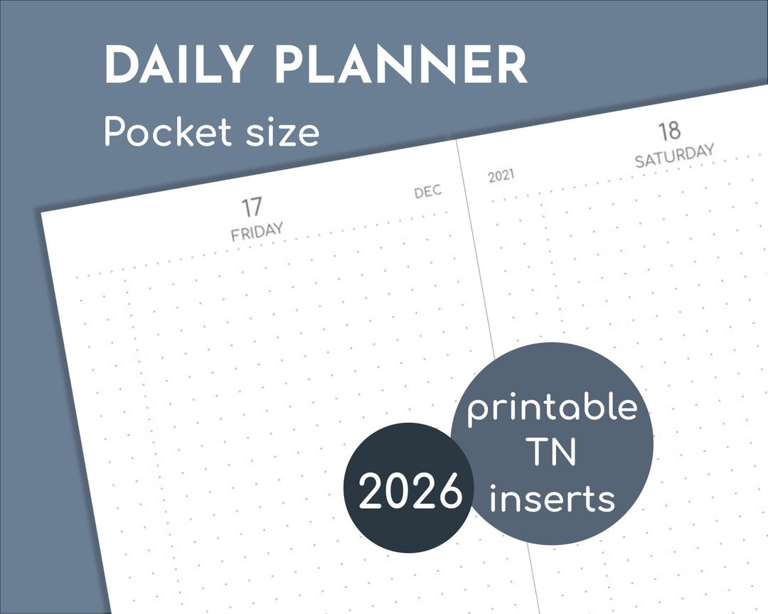 2026 Small Daily Planner, Pocket Size Printable TN Inserts (90x140mm, 3 ...