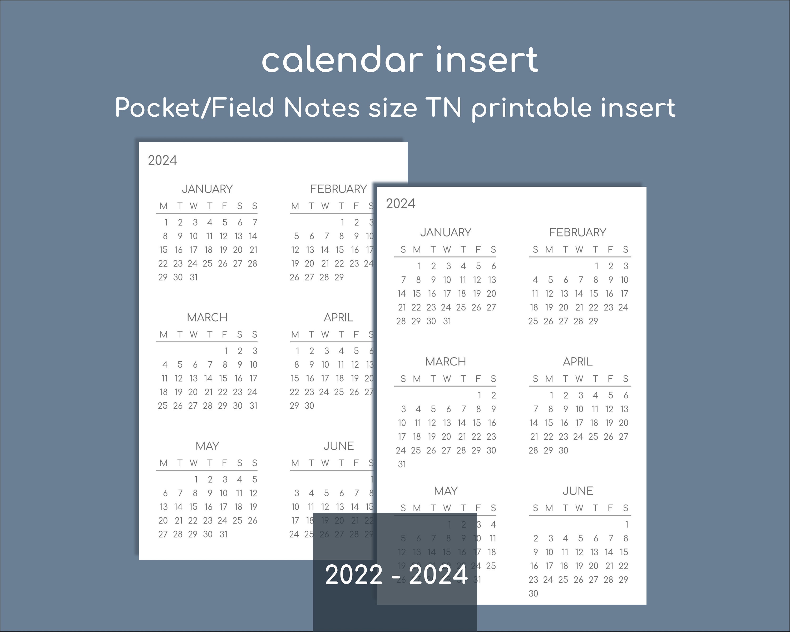 Calendrier Field Trial 2023 Pocket Calendar 2022-2024 Pocket/Field Notes Size Printable | Etsy