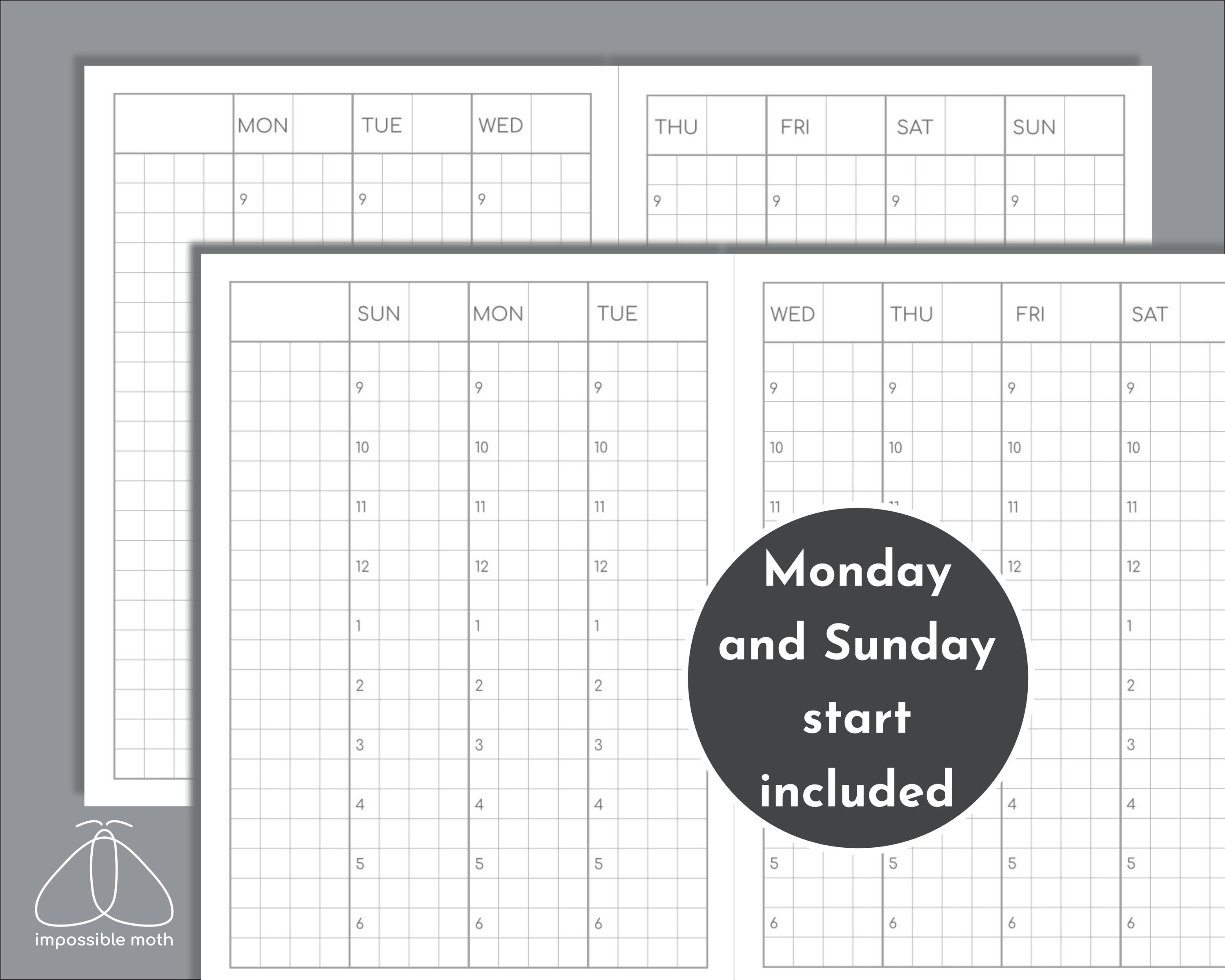 Weekly Hourly Undated Planner, Printable Passport Size Travelers Insert ...