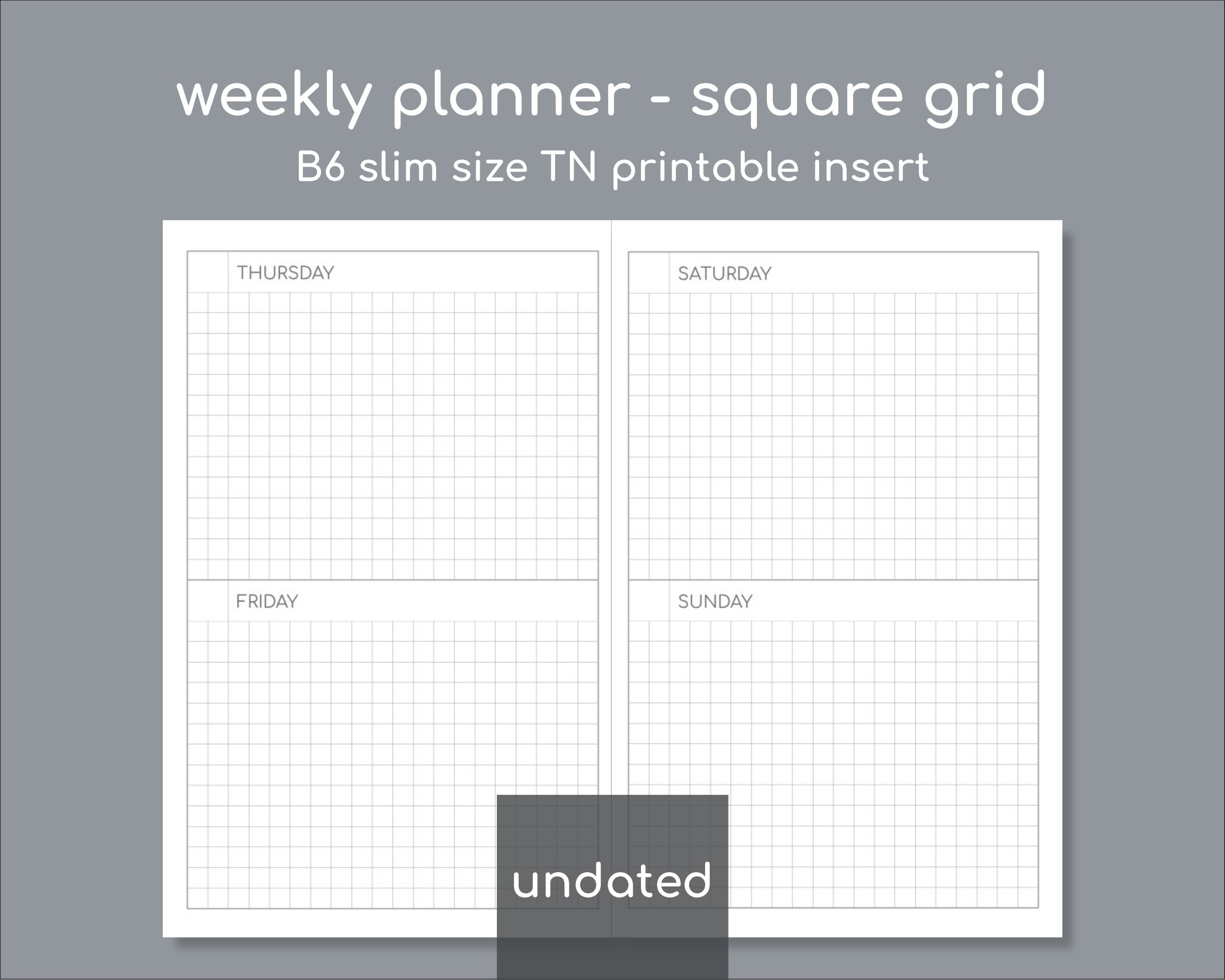 Paper &amp; Party Supplies Paper B6 Slim printable TN insert Simple Weekly ...