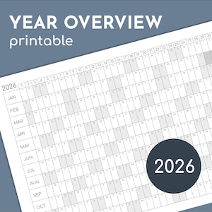 Pode incluir: Um calend&aacute;rio anual imprim&iacute;vel para 2026. O calend&aacute;rio est&aacute; em formato de grade com cada m&ecirc;s etiquetado e os dias da semana abreviados. O calend&aacute;rio &eacute; projetado para ser impresso e usado como um planejador.