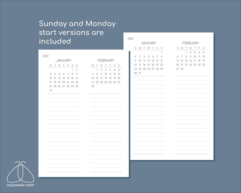 Printable 2022 Future Log Calendar B6 Inserts For Travelers Etsy