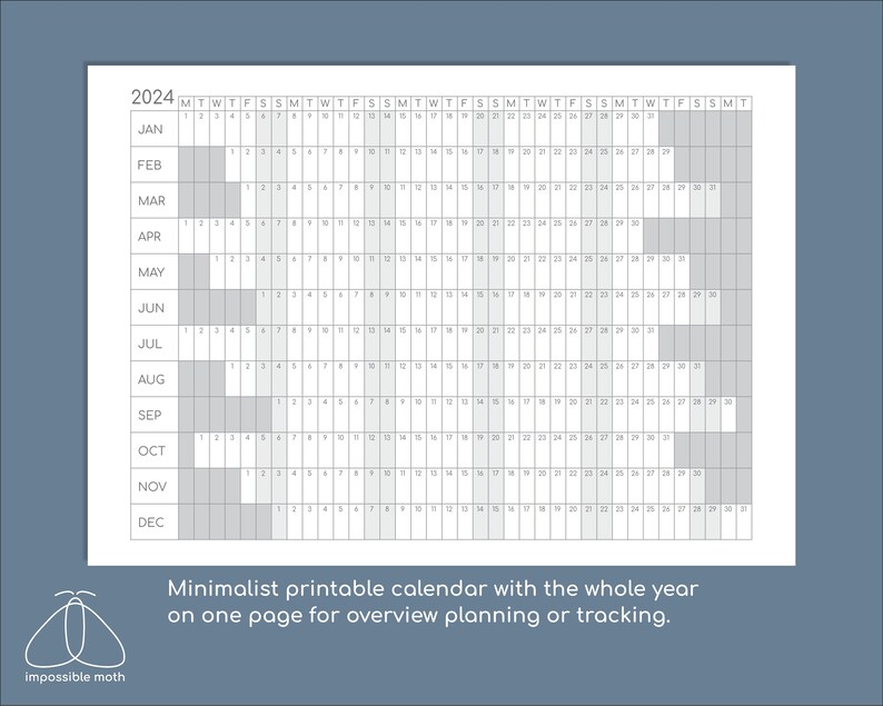 2024 Yearly Planner Printable Year Overview Yearly Tracker Year on One