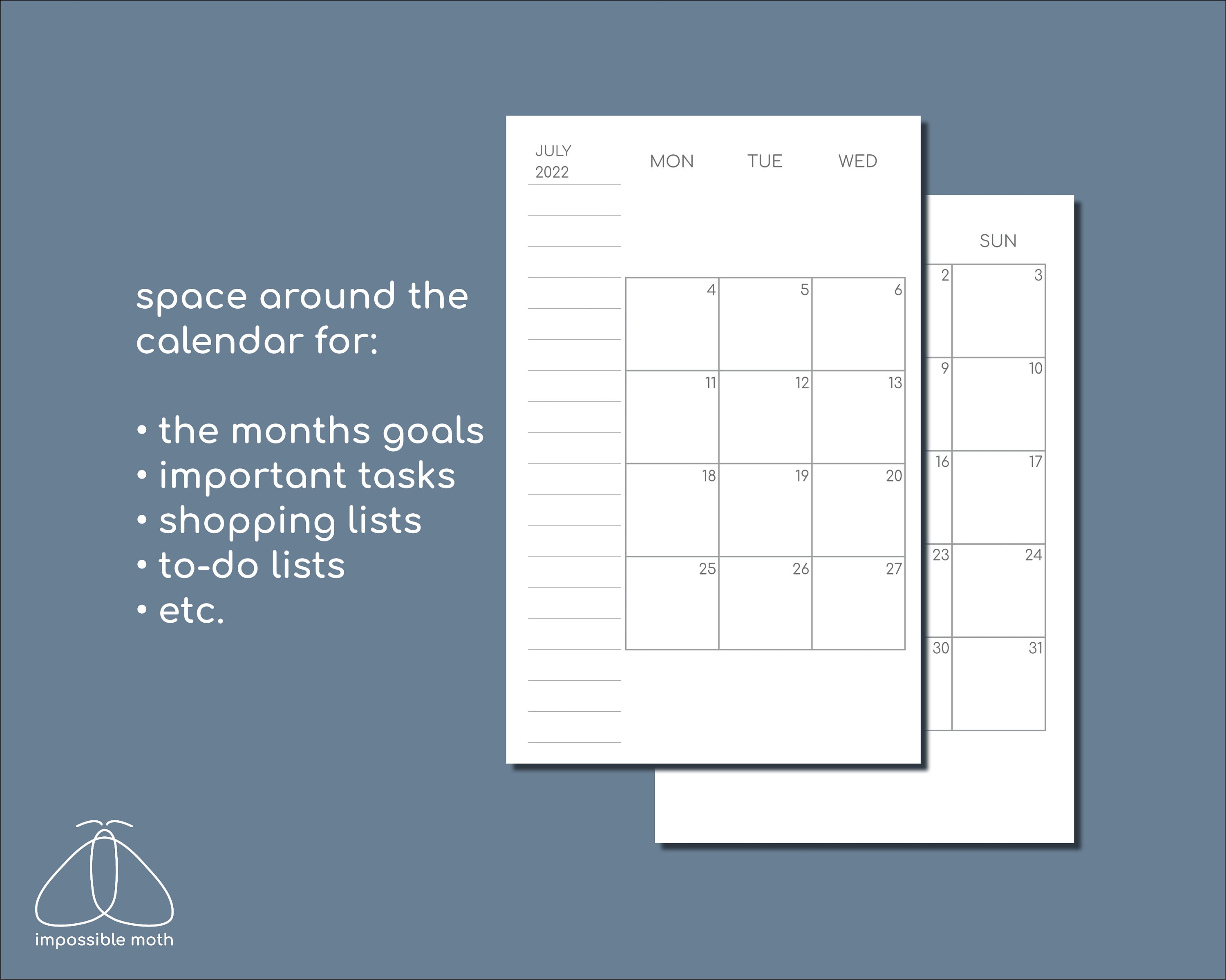 Monthly Pocket Calendar 2024 Printable Travelers Insert, 3.5x5.5in
