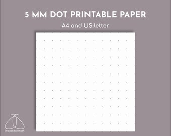 5mm dot rule printable paper with grey dots, A4 and US Letter versions included