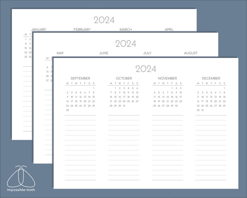 2024 Future Log Printable Calendar PDF Etsy Canada