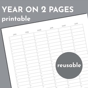 Calendario da parete non datato, anno su 2 pagine stampabili, A5, A4, A3, A2, A1, A0