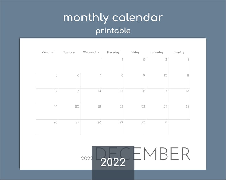 monthly calendar 2022 a4a5a3letter printable minimalist
