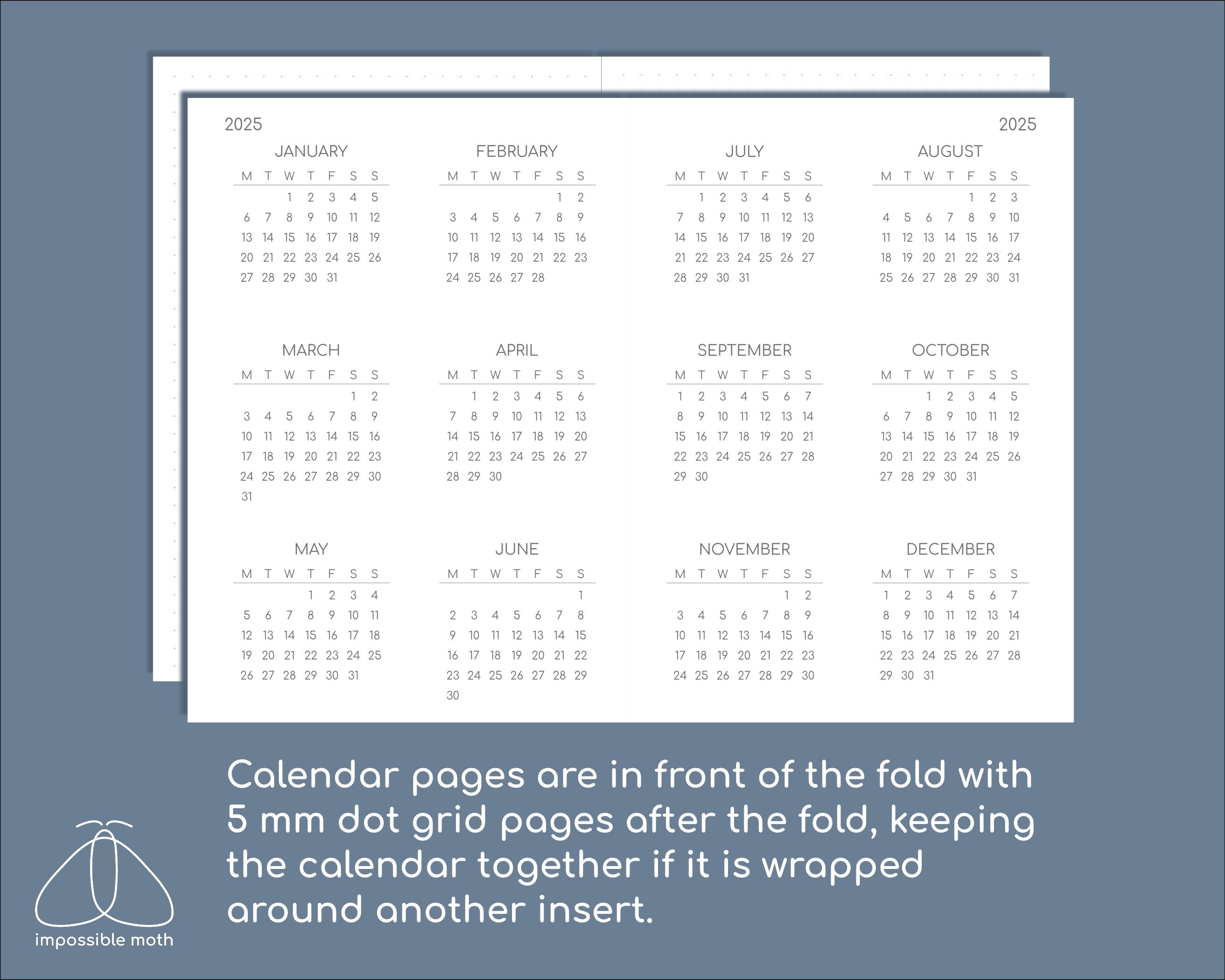 B6 Yearly Calendar 2024-2026 Printable Planner Inserts for TN, Monday ...