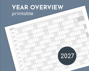 Calendário anual imprimível de 2027: Design minimalista (PDF)