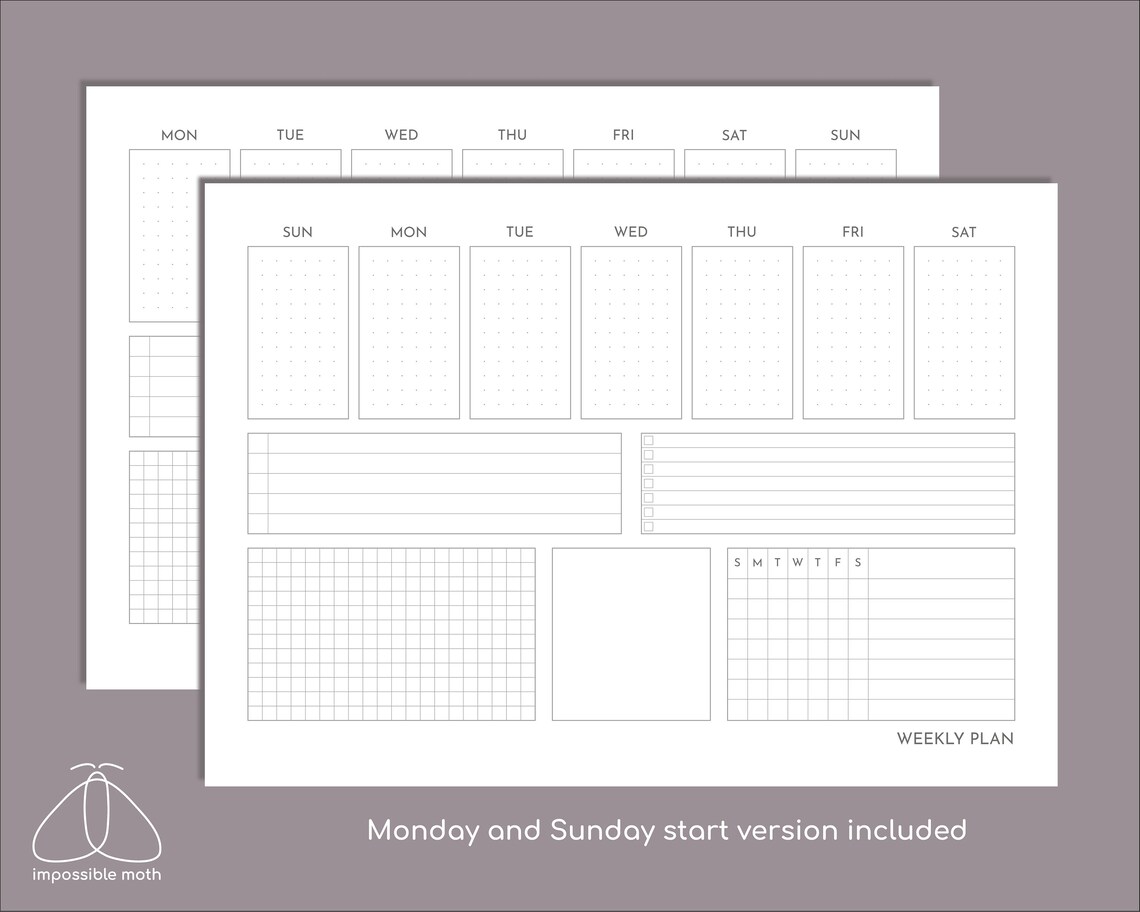 Printable Weekly Planner Pad Pdf, for A4 or Letter Paper With Sunday ...