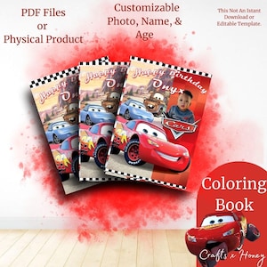 Disney Cars- Personalized Coloring Books - Kids Birthday- GIRL/BOY Birthday - Party Favor Coloring Book