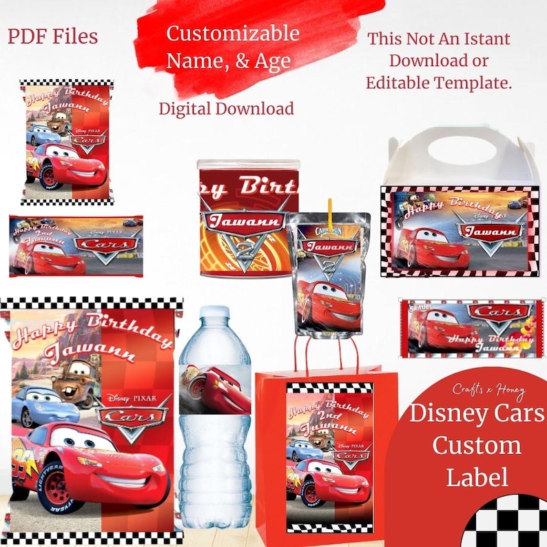Disney Cars - Personalized Party Labels - Kids Birthday- GIRL/BOY ...