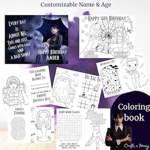 Wednesday Addams - Personalized Coloring Books - Kids Birthday- GIRL/BOY Birthday - Party Favor Coloring Book