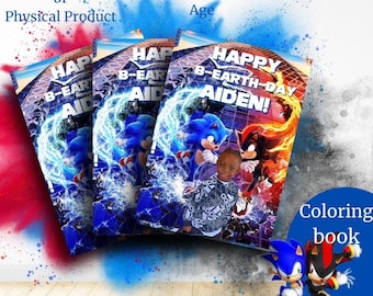 Sonic the Hedgehog 3 - Libros para colorear personalizados - Cumpleaños infantiles - Cumpleaños de niña/niño - Libro para colorear como recuerdo de fiesta