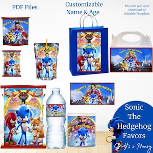 Sonic The Hedgehog - Personalisierte Party Etiketten - Kindergeburtstag - Mädchen / Junge Geburtstag - Party Favor Labels - Digital Download- PDF Files