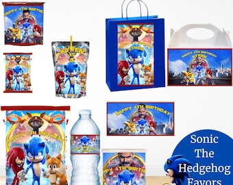 Sonic The Hedgehog - Etiquetas personalizadas para fiestas - Cumpleaños infantiles - Cumpleaños de niña/niño - Etiquetas para recuerdos de fiesta - Descarga digital - Archivos PDF