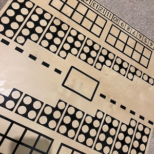Maths ‘battle table’ vinyl stickers- fits ikea lack table, double side counters, numicon. Number track and ten frames